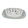 Comedero para Gatos Tazón para Comida de Mascotas Acero Inoxidable 304 Comedero y Bebedero Integrado Doble Tazón Bebedero para Gatos Antiderrames