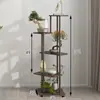 Suporte de Flores de Madeira Maciça e Ferro Layout de Sala de Estar Escada de Chão Multicamadas Rack de Armazenamento para Suculentas Varanda Suporte para Vasos de Flores