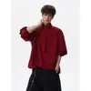 Camisa de Manga Larga con Botones y Cuello Mao Irregular para Hombre, Temporada de Primavera, Talla Grande, Marca de Moda, Top Pulóver de Corte Holgado
