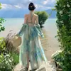 """Férias no Sul da França""" Vestido Slim Estampado de Verão Estilo Férias Vestido de Alcinha Mulher"""