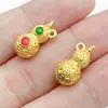 Colgante pequeño de calabaza de la fortuna esmaltada en oro tradicional estilo chino para la riqueza y la prosperidad, accesorios de joyería para pendientes y collares DIY