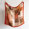 Lenço Xadrez Floral Quadrado Grande com Toque de Algodão e Linho, Xale Versátil Espinha de Peixe de Veludo Falso, Lenço de Cabeça Estampado, Lenço