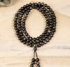 Pulsera de Obsidiana Natural Longma Jewelry Multicírculo Tres Círculos 08 Cuentas Pulsera de Cuentas de Oración Budista Joyería de Obsidiana para Sostener en la Mano