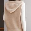 Chaleco sin mangas con capucha para mujer, suéter corto, camisa base, chaqueta, suéter holgado de cintura alta