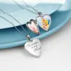 Colar com Pingente de Coração de Amor Prateado Gravado em Aço Inoxidável Popular Transfronteiriço da Amazon com Porta-Retrato Abridor