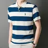 Estilo Nuevo de Verano Transfronterizo para Hombre Casual de Gama Alta de Negocios Transpirable y Elegante Camiseta Polo de Manga Corta Rayada