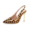 Nuevas Sandalias de Tacón Alto con Estampado de Leopardo, Punta Cerrada y Corte Trasero, Zapatos Sexys para Discoteca, Tallas Grandes 40-45, Zapatos de Exportación de Amazon