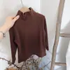 Camiseta básica de manga larga con cuello alto para niñas de fábrica, color liso, ropa interior nueva de primavera para bebés, top térmico para niñas MDD
