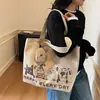 Bolso Cruzado Informal Bolso de Lona 2026 Dibujos Animados Gran Capacidad para Viajar Bolso Tote Moderno para Estudiantes que Asisten a Clase Modelo Nuevo para Mujeres