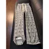Pantalones de Chándal a Cuadros para Hombre Pantalones Casuales Holgados Pierna Recta Cordón Caída Pantalones Largos Modernos Patrón Geométrico Versátil Perezoso