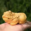 Adorno de Pixiu de Moneda de Cobre de Madera de Ciprés, Pieza de Mano de Pixiu de Bestia Auspiciosa Tallada en Madera Maciza para Atraer Riqueza y Tesoro, Portátil para que los Hombres Jueguen con