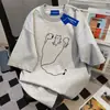 Camiseta de Manga Corta de Algodón 100% Puro, Moda Americana para Hombres y Mujeres, Verano, Corte Holgado, Adelgazante, Versátil, Cuello Redondo, Top para Estudiantes