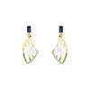 Nuevos pendientes de perlas con alas de pez para otoño e invierno 2023, accesorios para orejas de mujer, diseño nicho, alta gama, pendientes geométricos de diamante