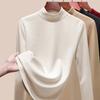 Roupa Térmica de Lã e Seda com Gola Alta para Mulheres, Camada Base Espessa com Forro de Lã, Blusa Interna Térmica de Lã Quente para o Inverno 1688