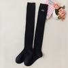 Zudela Calcetines Nuevos para Niños Otoño e Invierno Algodón Color Puro Rayas Verticales Hasta la Pantorrilla Calcetines Hasta la Rodilla Niñas Calcetines de Algodón Estampado en Caliente Venta al por Mayor