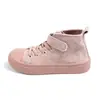 Tênis de Lona Cano Alto Infantil, Estilo Primavera e Outono, Tênis Casuais Retrô para Meninas, Respirável e Resistente ao Desgaste, com Tiras de Velcro para Crianças Maiores