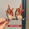 Chifres de Rena de Natal Transfronteiriços Decoração de Árvore Pequena Presilha de Cabelo de Natal Pelúcia Fofa Adereço de Cabeça para Festa de Feriado Acessórios de Cabelo para Meninas