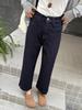 A Primavera Nunca é Tarde Demais, Sem Forma de Perna Exigida ~ Jeans Cigarrete Azul Marinho para Mulheres, Calças Cropped Baguete Slimming Soltas Retas Outono para Mulheres