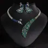 Estilo Europeo y Americano Collar y Pendientes de Pavo Real con Piedras Preciosas de Colores y Diamantes Completos Accesorios para Vestido de Novia Mujeres Fábrica Venta al por Mayor Lujo Ligero