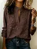2026 Moda Feminina Europeia e Americana Transfronteiriça Verão-Outono Nova Cor Sólida Gola V Manga Longa Elegante Versátil Para o Trabalho Ajustada Blusa Feminina