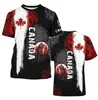 Camiseta 3D com Tema Canadense Transfronteiriço com Estampa de Folha de Bordo, Manga Curta Casual Soltinha para Homens e Mulheres