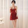 Camisón sexy con escote en V profundo y encaje para mujer, ropa interior sexy, pijama con tirantes, ideal para celebrar la pasión en Internet, 8523