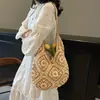 Bolso Tejido Floral Nuevo de Moda 2026, Bolso de Paja Hecho a Mano con Margaritas, Bolso de Mano y Bolso de Hombro para Viajes de Vacaciones para Mujer