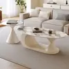 Mesa de centro ovalada de pizarra minimalista italiana para sala de estar del hogar, nuevo modelo de mesa de centro y mesa auxiliar de diseñador para apartamentos pequeños