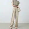Pantalones de traje rectos de cintura alta para mujer, nuevo estilo Otoño 2026, pantalones casuales fluidos para petite, pantalones casuales de pierna ancha