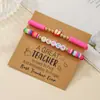 Presente de Dia do Professor Transfronteiriço Pulseira de Argila Macia Maçã Vermelha com Letras Coloridas em Inglês, Estilo Fresco e Simples para a Temporada de Volta às Aulas
