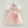 Vestido Aisha de manga curta para meninas verão 2024 Novo vestido princesa Aisha Vestido de bebê elegantemente vestido de navio estilo coreano