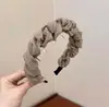 Diadema hecha a mano de tela tejida con estampado floral, esponjosa y con dientes, para mujer, estilo nuevo con un toque de alta gama, diadema de princesa de corona alta, elegante accesorio para el cabello