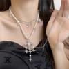Collar de perlas cruzadas multicapa con cinturón apilado con borlas para mujer, cadena de lana de moda de alta gama, ligera y de lujo que combina con todo.