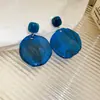 Pendientes Irregulares en Forma de Abanico Plegado Geométrico Azul Aguja de Plata Pendientes de Lujo Ligero de Gama Alta Pendientes de Moda de Nicho Venta al por Mayor