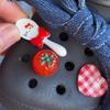 Zuecos Infantiles Accesorios DIY Serie Roja Mezclilla Sintética Lazo Gato Hebilla de Zapato Desmontable Flor de Zapato Decoraciones