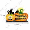Logotipo de escritorio de Halloween, colgante de madera, calabaza, calavera, araña, murciélago, decoración de escena de fiesta, Acción de Gracias