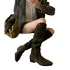 Botas femininas de cano alto com salto grosso e bico quadrado em estilo retrô, feitas de couro bovino de primeira qualidade, emagrecimento e versáteis para o inverno.