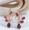Clip de Oreja de Zirconia con Diamante Rosa Dorado Champán Diseño de Nicho para Mujer Personalidad Dulce Hebilla de Oreja de Moda