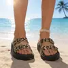 2025 Sandalias de Plataforma Gruesa de Verano Europeas y Americanas para Mujer Moda Banda Única Hebilla Plataforma de Playa Sandalias Transfronterizas para Mujer