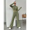Venta Directa de Fábrica 2026 Conjunto de Mujer Delgado de Moda Color Sólido Acanalado Top de Punto de Manga Larga Camisa Base Estilo Europeo y Americano para Mujer