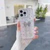 Funda Transparente Protectora para Teléfono Móvil con Marco de Cámara Galvanizado, Cristal Transparente, Diamante, Mariposa Larga, Adecuada para Apple 1716 Promax