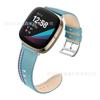 Pulseira de Couro Universal com Três Costuras para Smartwatch Fitbit Versa 3/Sense