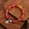 Nova Pulseira de Ágata Vermelha Natural Estilo Chinês para Mulheres Design de Nicho para Atrair Riqueza e Fortuna, Pulseira Versátil Personalizada Atacado
