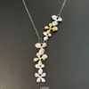 Collar Asimétrico de Flores Coloridas Vintage para Mujer, Estilo Vintage de Alta Gama, Lujo Ligero, Cadena para Clavícula de Nicho