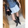 2025 Novas Botas Largas Sexy de Menina Quente Botas Femininas de Bico Fino Salto Agulha Cano Alto Acima do Joelho