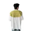 Marca da Moda Design Americano de Nicho Xadrez em Cores Contrastantes Xale Camiseta de Manga Curta Design de Verão Masculino e Feminino Top Falso de Duas Peças