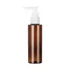 100ml120ml150ml Garrafa de ombro plana marrom com bomba de soquete clipe bomba de embalagem de cosméticos garrafa vazia de animal de estimação dividida
