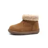 Botines Cortos de Peluche para Niños Otoño Invierno Zapatos de Algodón Cálidos para Niñas Botas de Cuero Escarchado Retro para Niños Botas de Nieve de Suela Suave para Bebé