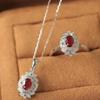 Caibao Set Accesorios ins Simple Fresco Rojo Sangre de Paloma Collar de Zircón Elegante Anillo Combinable Aretes de Lujo
