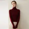 Suéter de malha sem costura 100% cashmere puro, macio e amigo da pele, para mulheres, gola alta, corte justo, pulôver de base